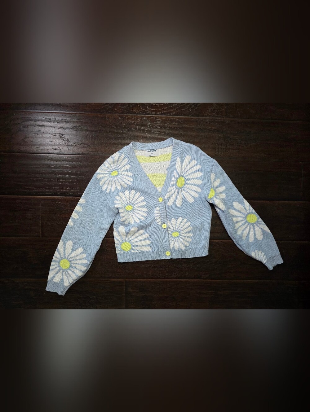 Old Navy Girls Blue Flower Knit Button Front Cardigan XL